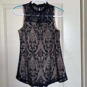Black Lace Sleeveless Top